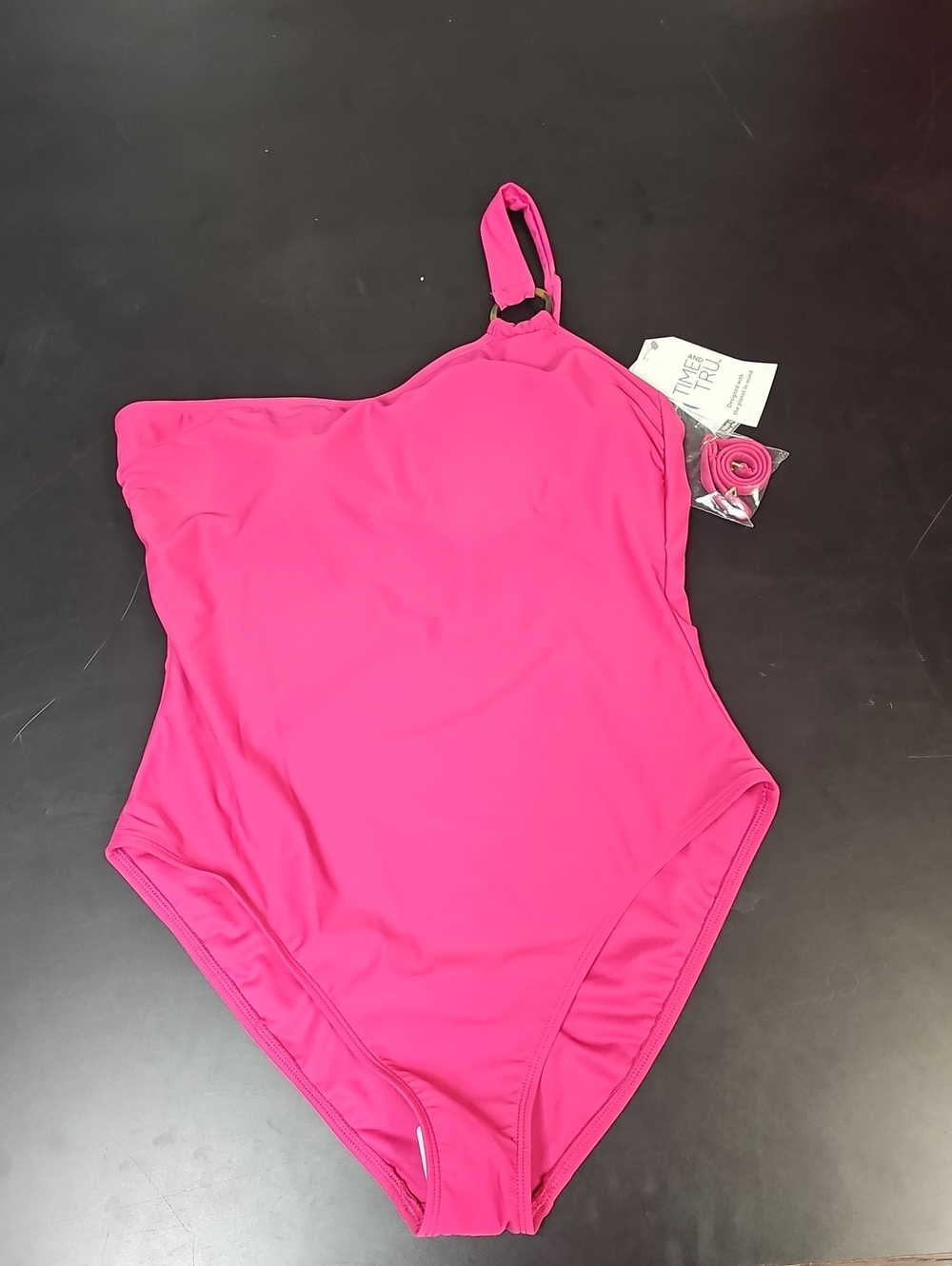 Time and Tru Hot Pink One-Shoulder One-Piece Swimsuit